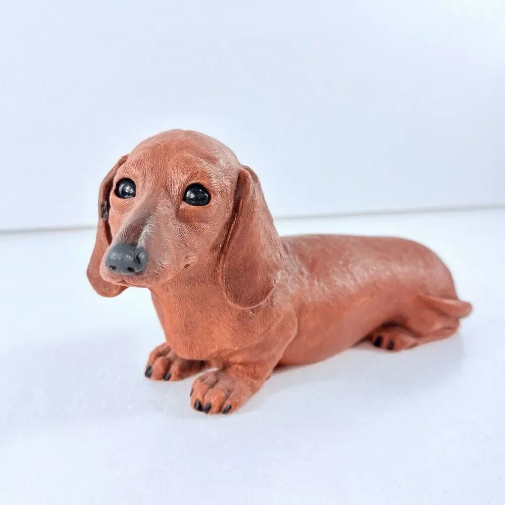 Vintage Sandicast Large Brown Dachshund Weiner Dog Figurine Sandra Brue Signed